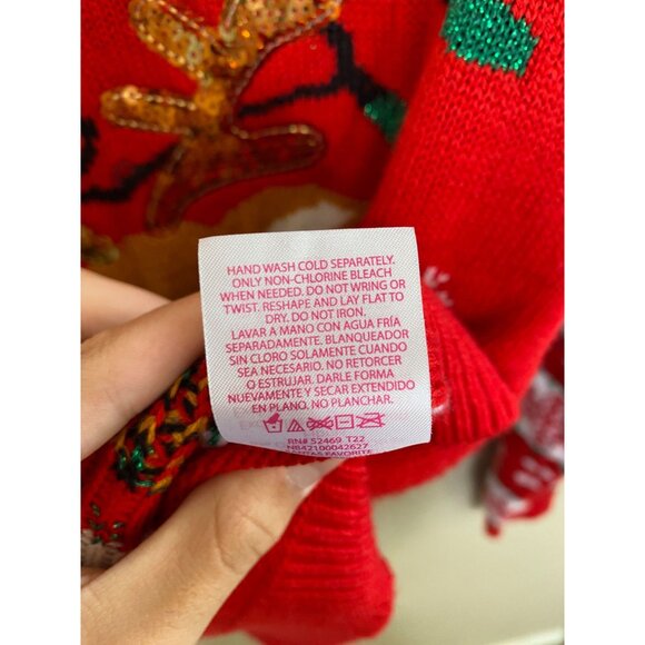 No Boundaries XXL Red Christmas Sweater Santa Favorite Reindeer Sequin Snowflake - Picture 5 of 7